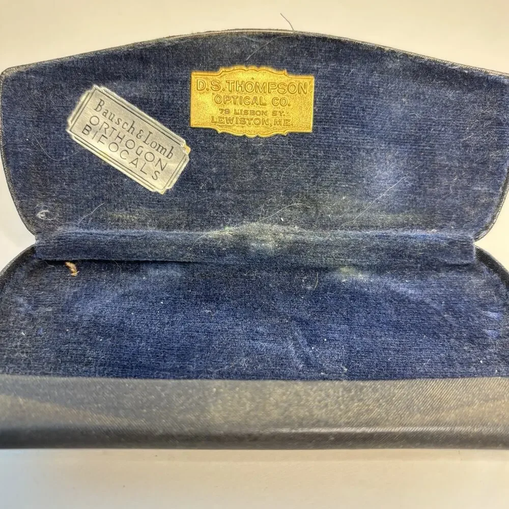 Antique Bausch & Lomb 1/10 12K GF Rimless Round Eyeglasses Bifocals w Case